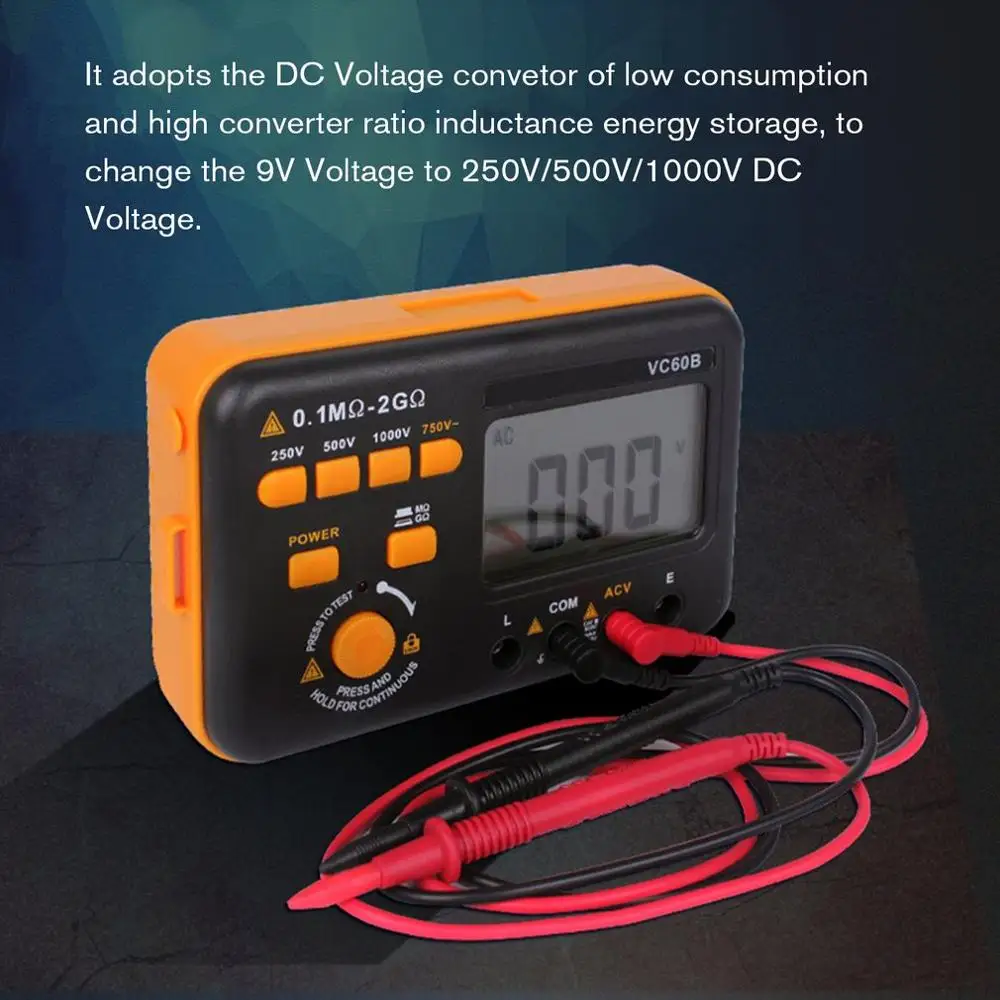 Digital Megger 1000V MegOhm Meter Resistance Ohm Tester VC60B Megohmmeter |