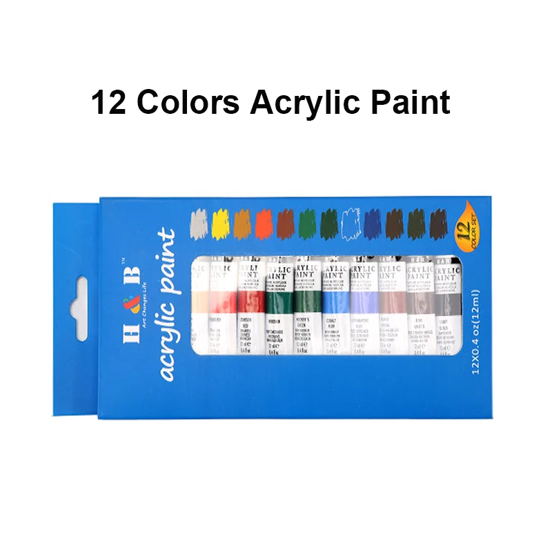 

Art Set Premium Quality 12 Colors 12ml Tube Acrylic Paint Set