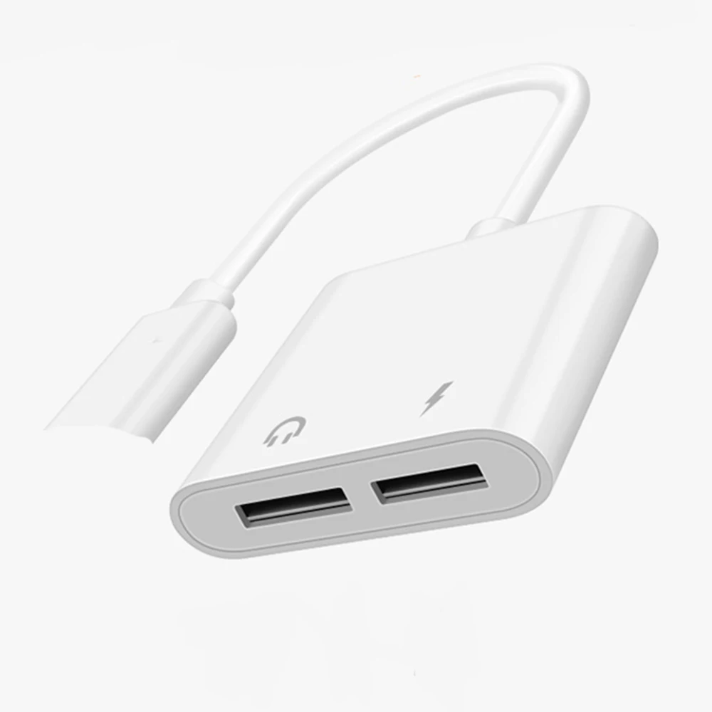 2 в 1 аудио зарядное устройство адаптер для iPhone 7 8 Plus X XR XS Max зарядный кабель