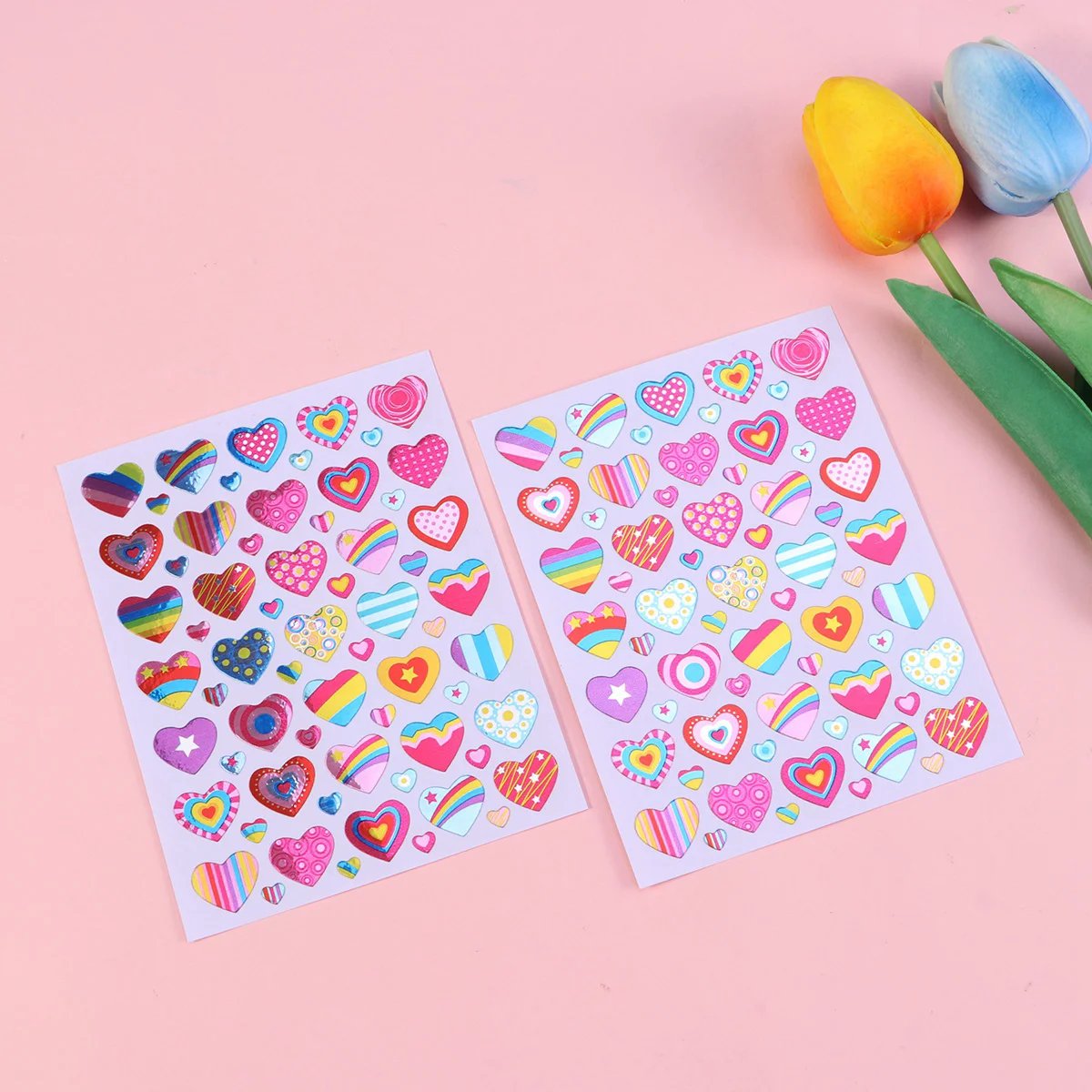 

10 Sheets PVC Stickers Colorful Cartoon Love Heart Shape Stickers Decals Decorations for Kids Children(12.5x9.5cm)