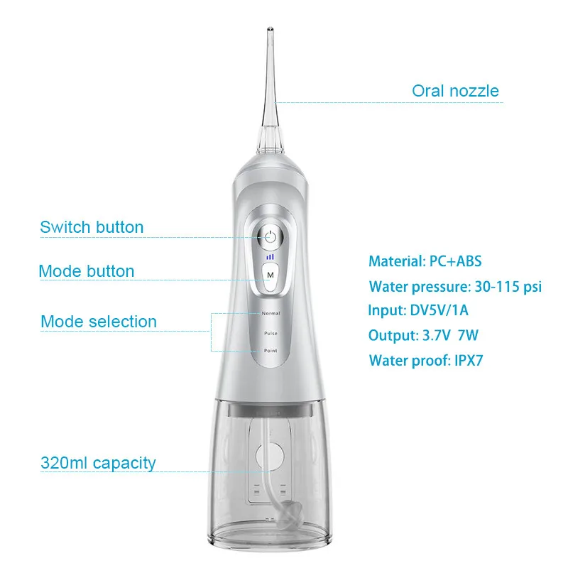Электрический ультразвуковой ирригатор для полости рта Портативный