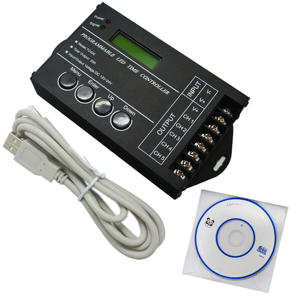 TC420 5 каналов программируемый регулятор времени DC12V-24V 20A RGB светодиодный