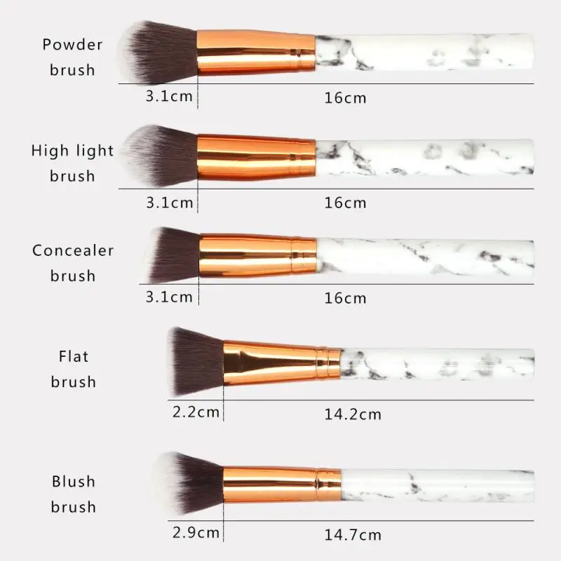 

10PCS Marbling Makeup Brushes Set Professional Foundation Powder Eyeshadow Brush Concealer Lip Eye Face Cosmetics Beauty Tools