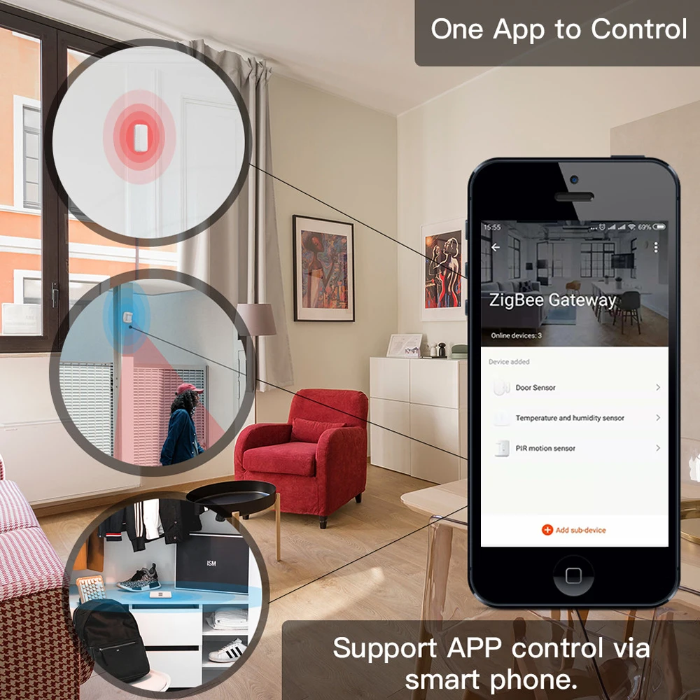 Tuya сигнализация Zigbee комплект концентратор умный дом PIR датчик двери температуры