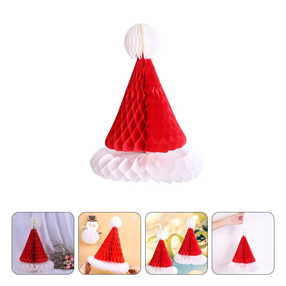 

4pcs Lovely Christmas Hats Funny Xmas Honeycomb Hats Xmas Costume Decors 20cm