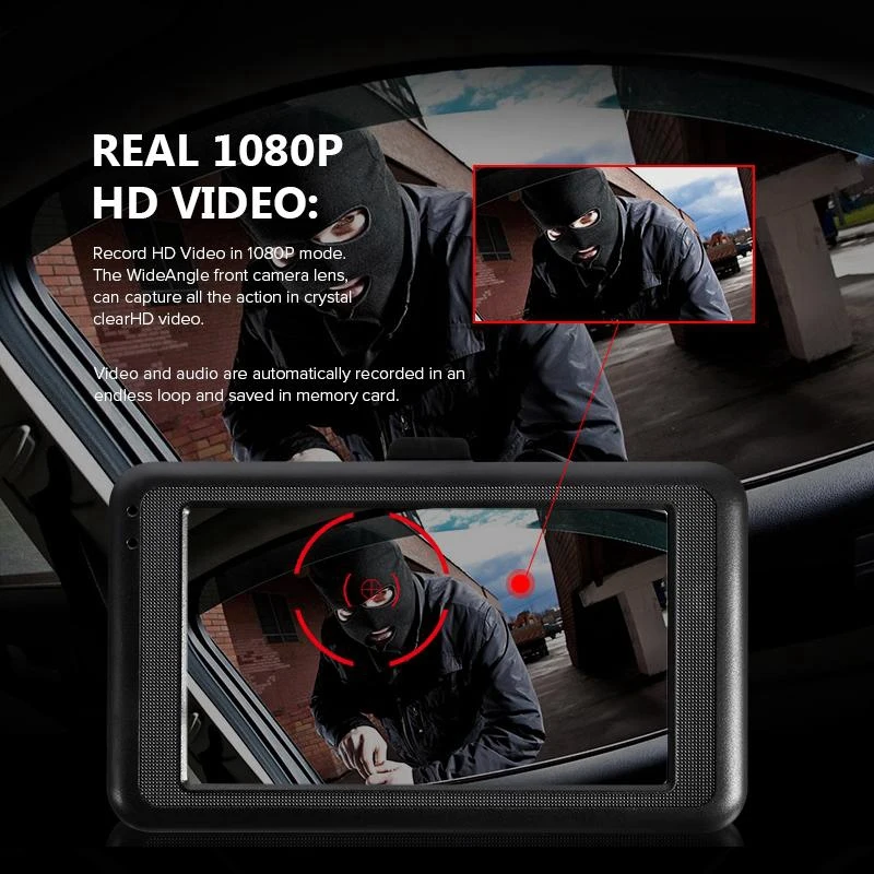 

3.0 Inch Car DVR Video Recorder Dash Camera 1080P Rear View Dual Lens Full HD G-Sensor Portable Cycle Recording Dash Cam
