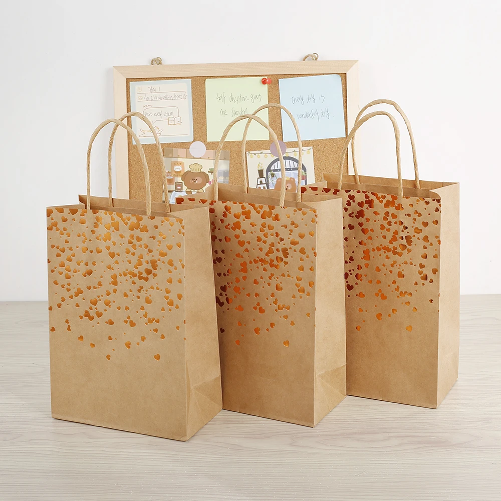 

25 pcs Gift Bag Ramadan Kraft Paper Bag with handles Wedding Christmas Festival gift bags Commemorative Packaging Favor Bag