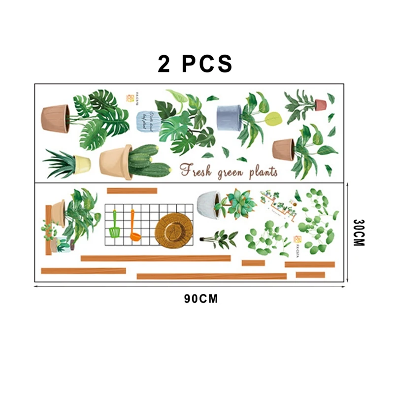 

Ins Potted Plant Combination Wall Stickers Home Decoration Background Wall Stickers Self-adhesive Removable Wall Stickers Newest