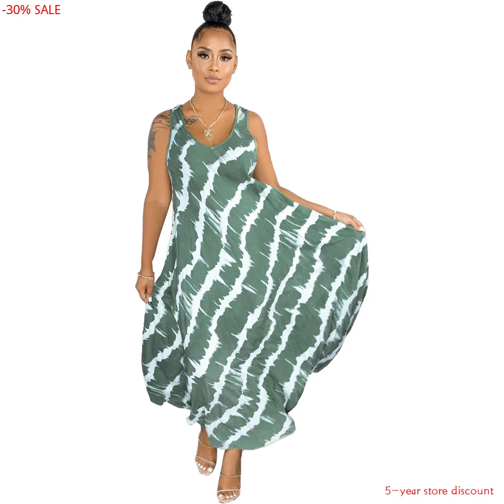 Элегантное платье без рукавов женское сексуальное с круглым вырезом Полосатое