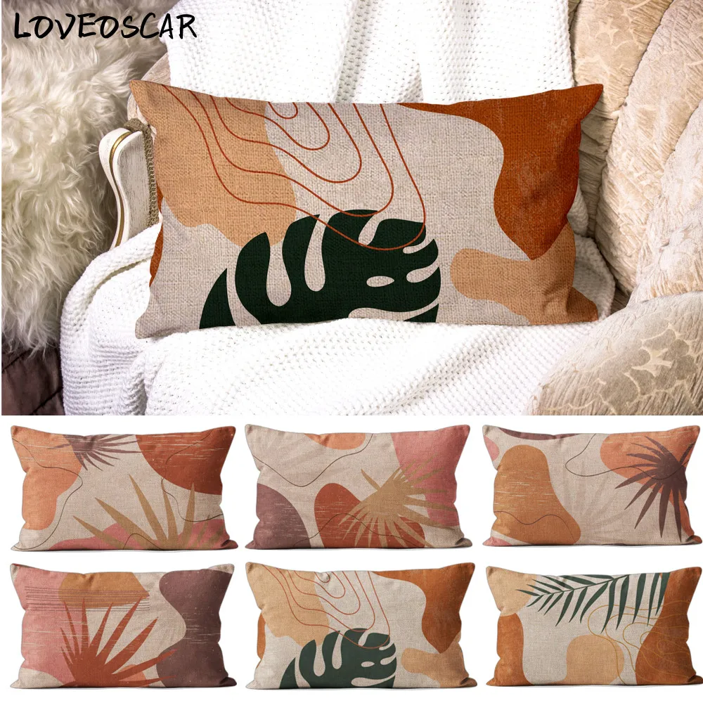 

Nordic Coral Classic Tropical Rectangle Throw Pillowcase Autumn Decor Flower Cushion Cover Living Room Wholesale Drop Shipping
