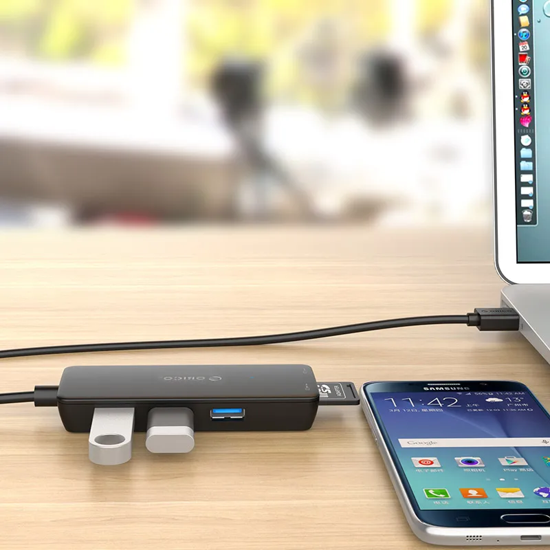 Usb-концентратор 3 порта USB 3,0 концентратор Высокоскоростной многопортовый usb-адаптер 2 в 1 usb3.0 концентратор SD/TF кардридер для ПК ноутбука, H3TS-U3