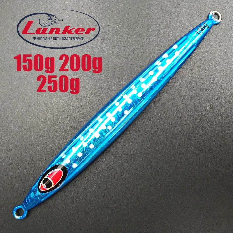 Вертикальный металлический джиг Lunker, 150 г, 200 г, 250 г, высокая скорость, быстрая палочка с галькой, светящаяся палочка, соленая вода, море, светящаяся точка