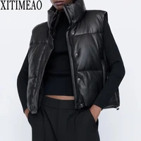 za women 2021 fashion thick warm parkas coat vintage pockets drawstring female sleeveless cotton vest outerwear chic tops