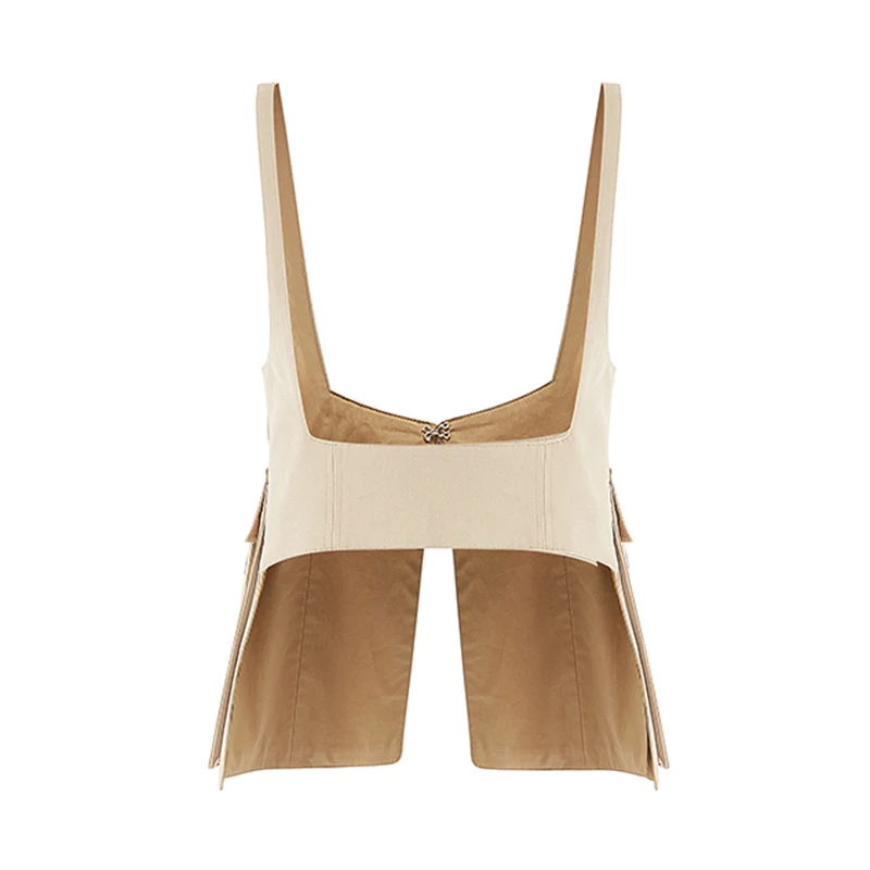 

TWOTWINSTYLE Sexy Open Back Corset Vest For Women's Square Collar Sleeveless Slimming Korean Tank Tops Women 2021 Summer Fashion