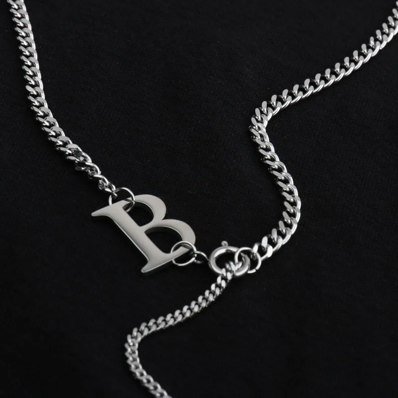 

HANGZHI 2020 New Metal Braid Stitching Necklace Multilayer Chain B letter Long Choker Necklace For Women Girls Jewelry Gift