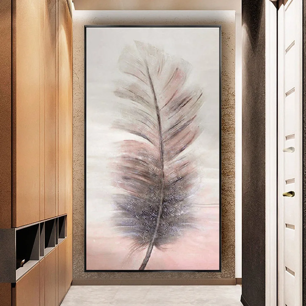 

Art oil painting beautiful feather canvas Oil Painting On Canvas Handmade art wall pictures home living room wall decoration