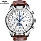 Механические Мужские часы GUANQIN с автоматическим сапфиром, водонепроницаемые наручные часы с календарем и кожаным ремешком, автоматические часы, спортивные часы