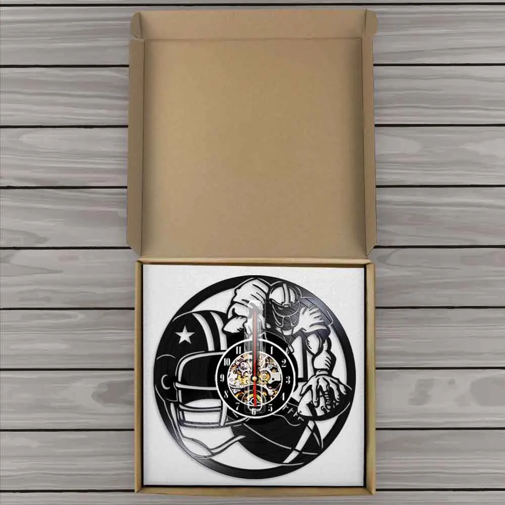 American Football Team Sport Wall Art Decor Clock Modern Design Vinyl 3D Watch Gift For Fans | Дом и сад