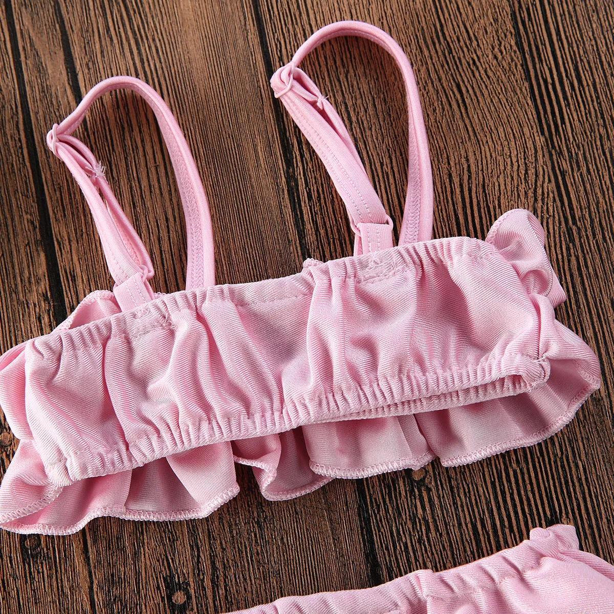 Розовое бикини с оборками для маленьких девочек комплекты Танкини летние