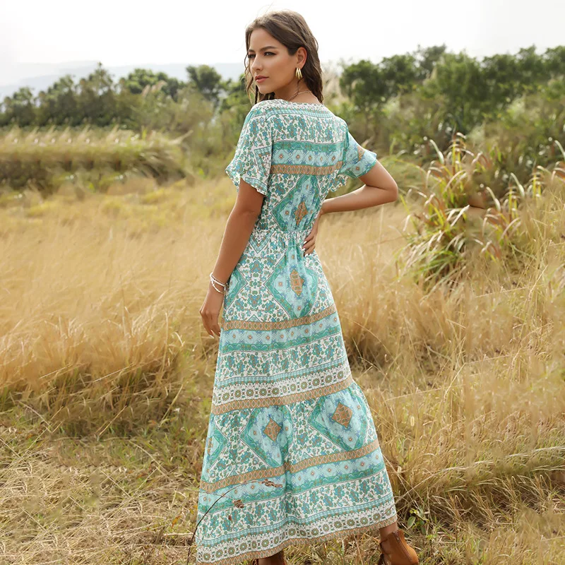 Женское длинное платье в богемном стиле с цветочным принтом Gypsy Vestidos женские