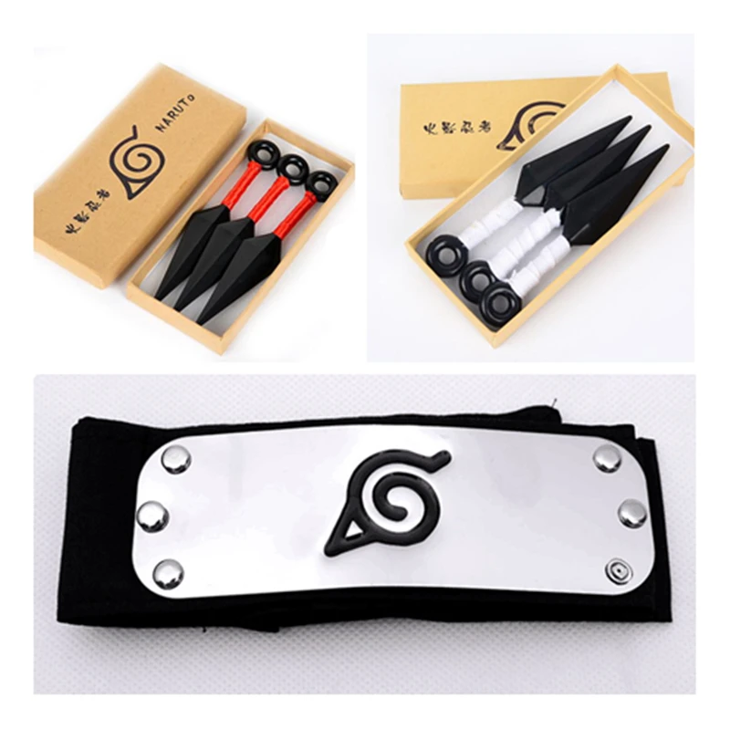 NARUTO Uzumaki Naruto Hatake Kakashi Uchiha Sasuke Deidara PVC Kunai Shuriken Weapons Hand Sword Headband Csoplay Accessories