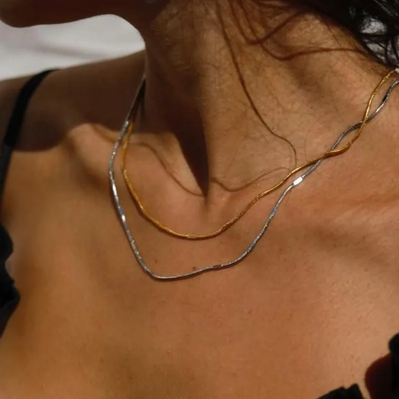

Punk Gold and Silver Double layer Necklace Women Jewelry 2021