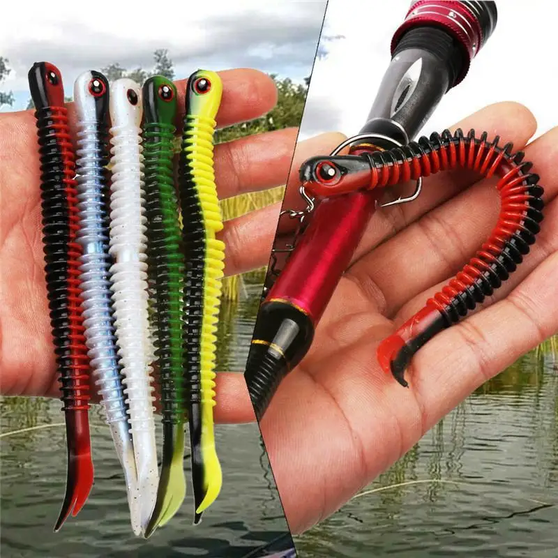 

5pcs 12.5cm Soft Rubber Bait Fishing Lure Jig Wobbler Color Random Fishing Worm Carp Soft Swimbait Silicone Bait Artificial U9r8
