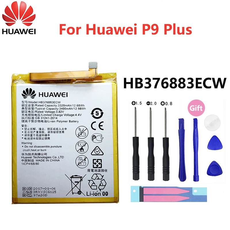 Hua Wei Original Phone Battery HB376883ECW For Huawei Ascend P9 Plus P9Plus VIE-AL10 3400mAh Replacement Batteries | Мобильные