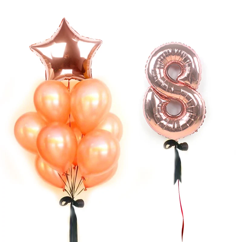 

10pcs /set rose gold latex balloons 32 inch heart /pentagram foil balloon Wedding birthday Decor party supplies globos