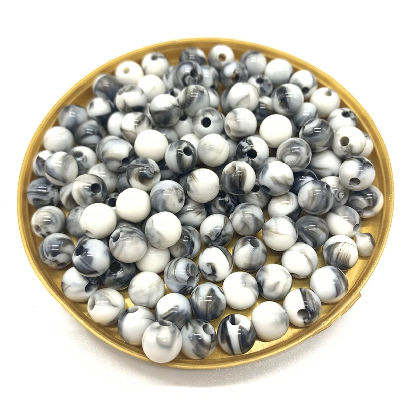 Оптовая продажа круглые акриловые бусины 8 10 12 14 мм россыпью с отверстием для