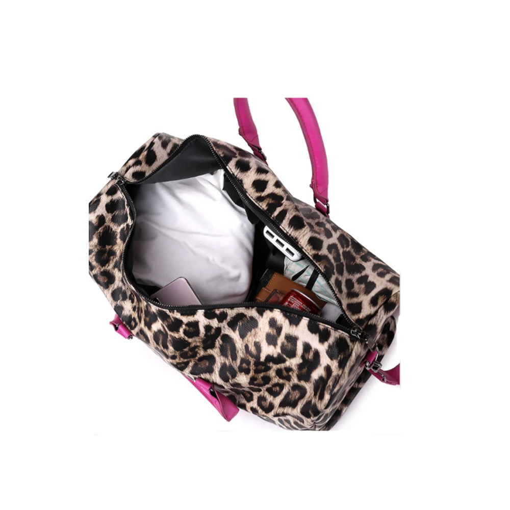 

Pu Leather Cows Leopard Weekender Travel Bag for Women Girls Cheetah Animal Print Duffle Overnight Tote Shoulder Bag