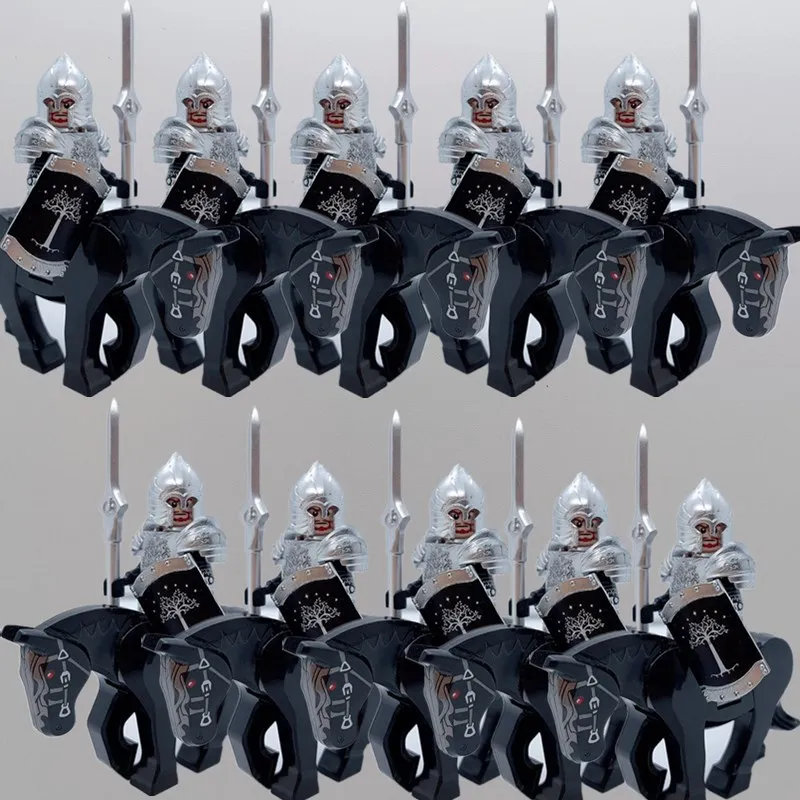 10 шт. лошадь + инжир Гондор римские солдаты Лансер Арчер средневековый рыцарь