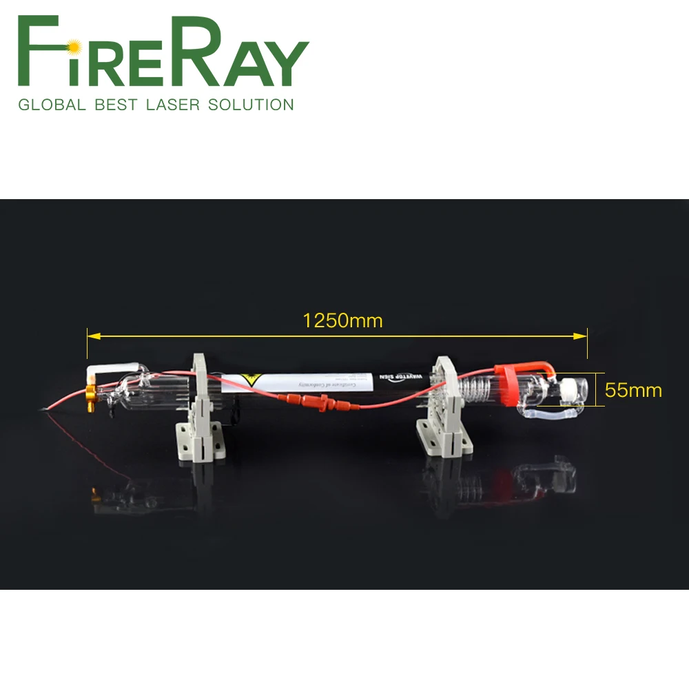 Fireray 60 Вт Co2 лазерная стеклянная трубка длиной 1250 мм в диаметре. Модернизированная