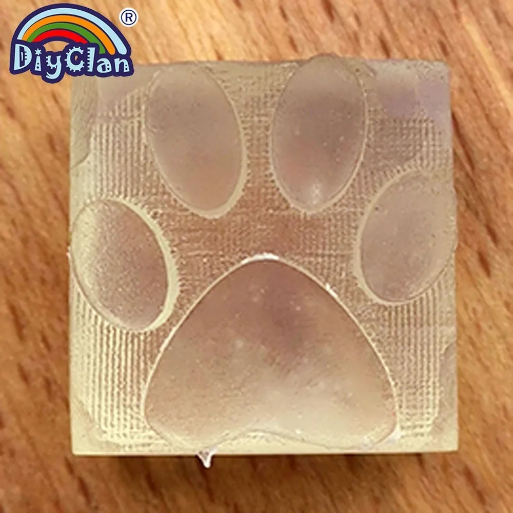 Ручные штампы для мыла с изображением собаки для скрапбукинга, DIY отпечатков ног, натурального прозрачного акрилового кристаллического штампа в форме печати с изменяемыми данными.