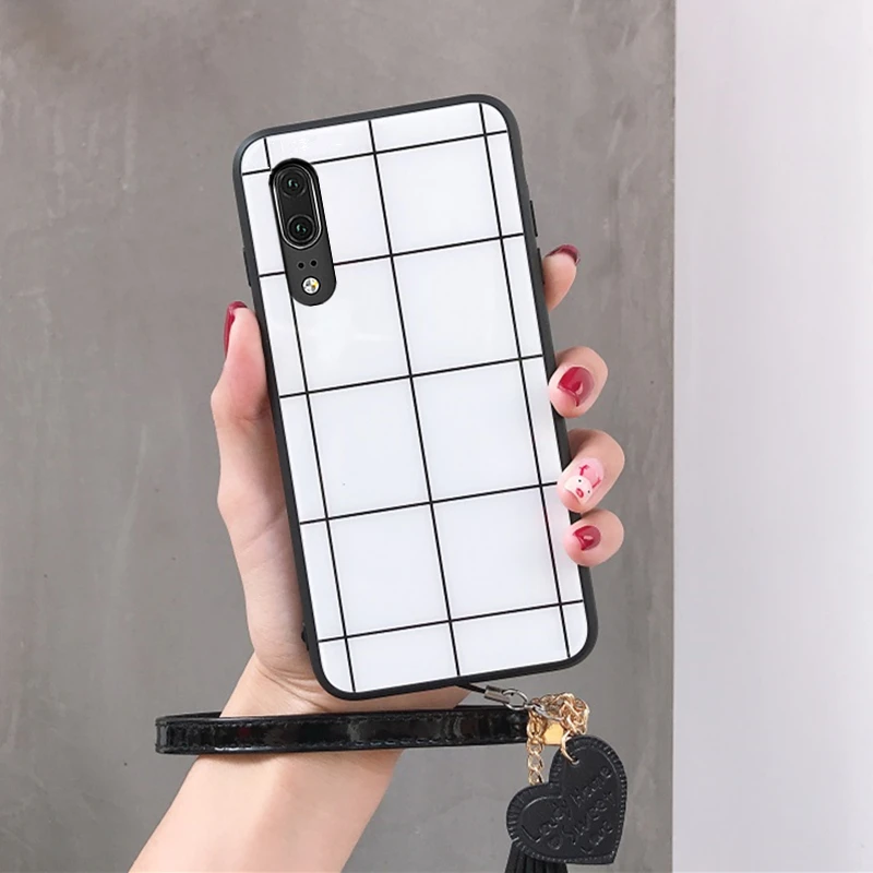 Чехол для Huawei Nova 7 pro 6 se чехол с бесплатным ремешком решетчатая линия глянцевый