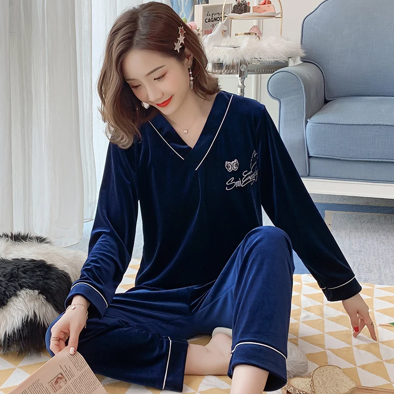 Женские пижамы из золотого бархата для девочек коллекция 2019 года сезон