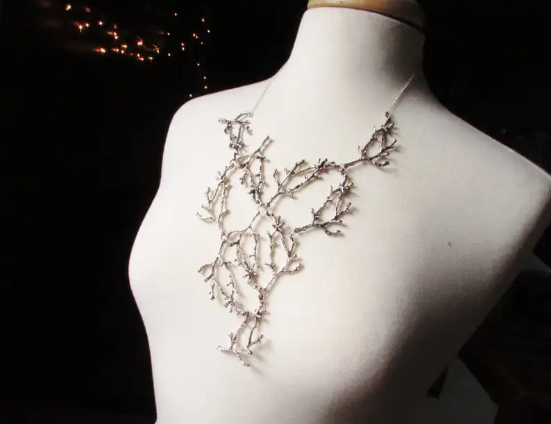 Женское колье с ветками серебряная Готическая подвеска ведьмы в стиле Фэнтези