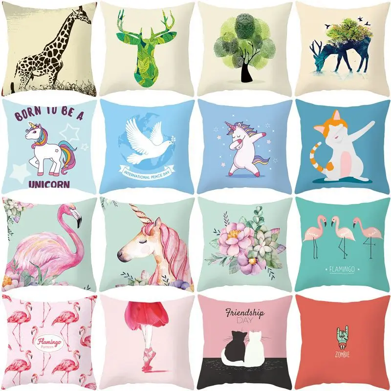 

2021 Hot Christmas Decorations for Home Household Products Flamingo Throw Pillows Case Living Room Sofa Square Cushion Covers