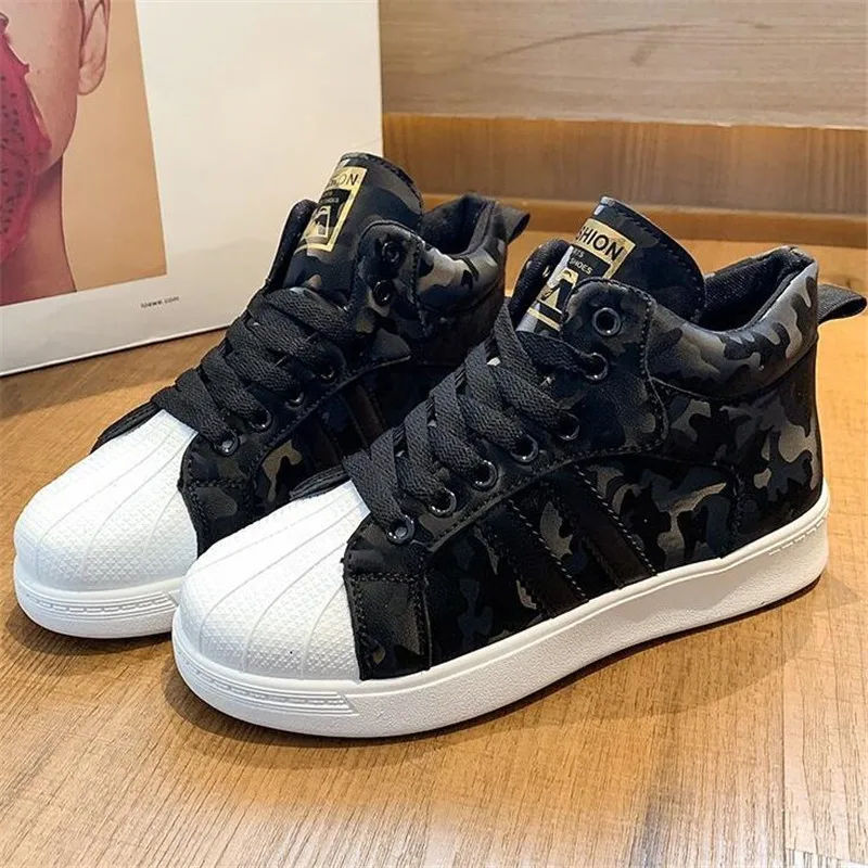 

Large size women's shoes 2021 new lace-up printing high-top women's sports shoes fashion casual women's sneakers loafers shoes