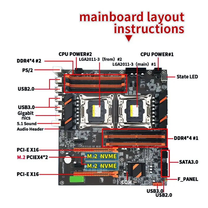 Online X99 Dual Server Computer Motherboard LGA2011-3 CPU DDR4 Memory-Spiel Mainboard Modul Für In-tel