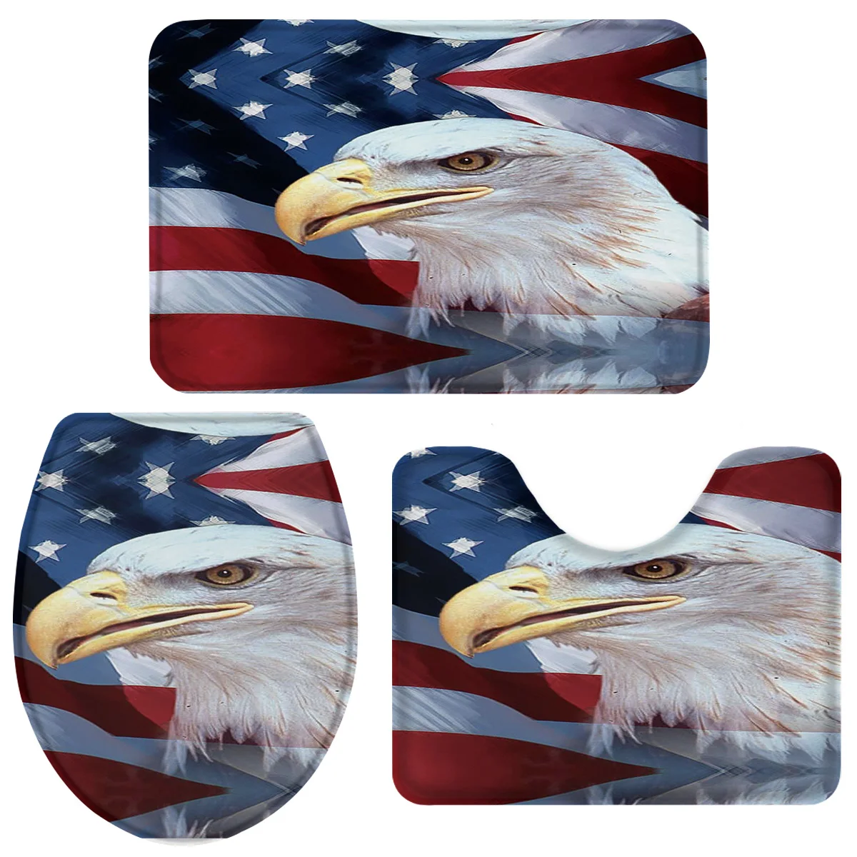 Набор из 3 предметов для ванной американский флаг Орел набор крышка унитаза