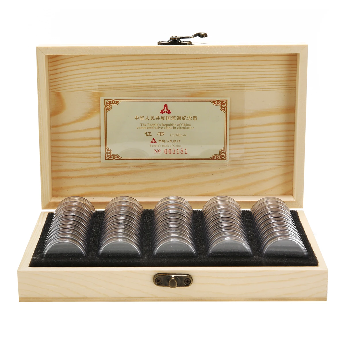 50 капсулы деревянные монеты Дисплей ящик для хранения чехол защиты коллекцией