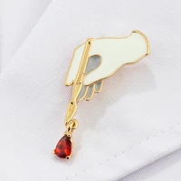 harong medical scalpel brooch lapel pin red crystal badge forensic surgeon medical anatomy tools pins student women gift jewelry