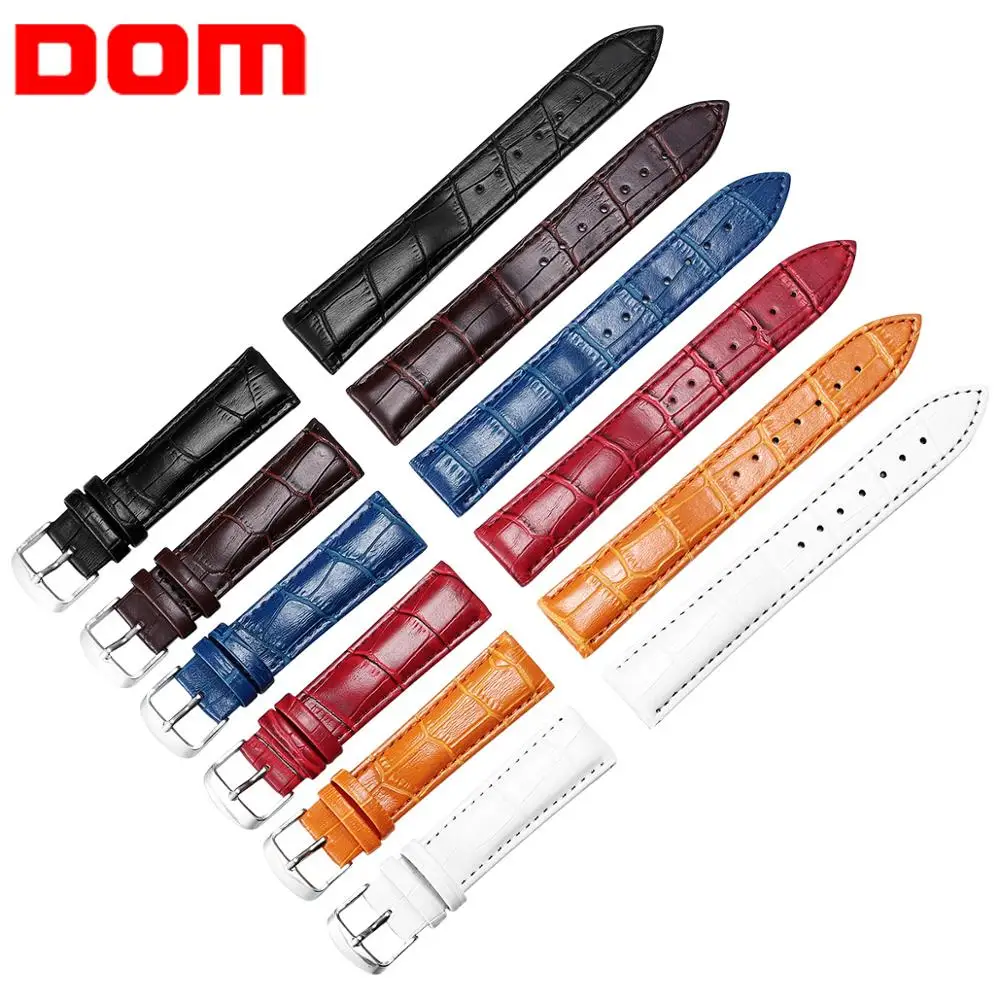 DOM Ремешки для наручных часов, 18 мм, 20 мм, 22 мм, черный, коричневый, белый, красный, синий, желтый, для женщин и мужчин, из искусственной кожи, ремешок, ремень, аксессуары для часов