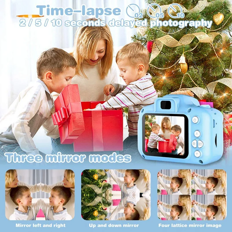 Kids Camera Selfie Camcorder 2.0 Inch IPS Screen with 32GB Card Children Christmas Birthday Gift |