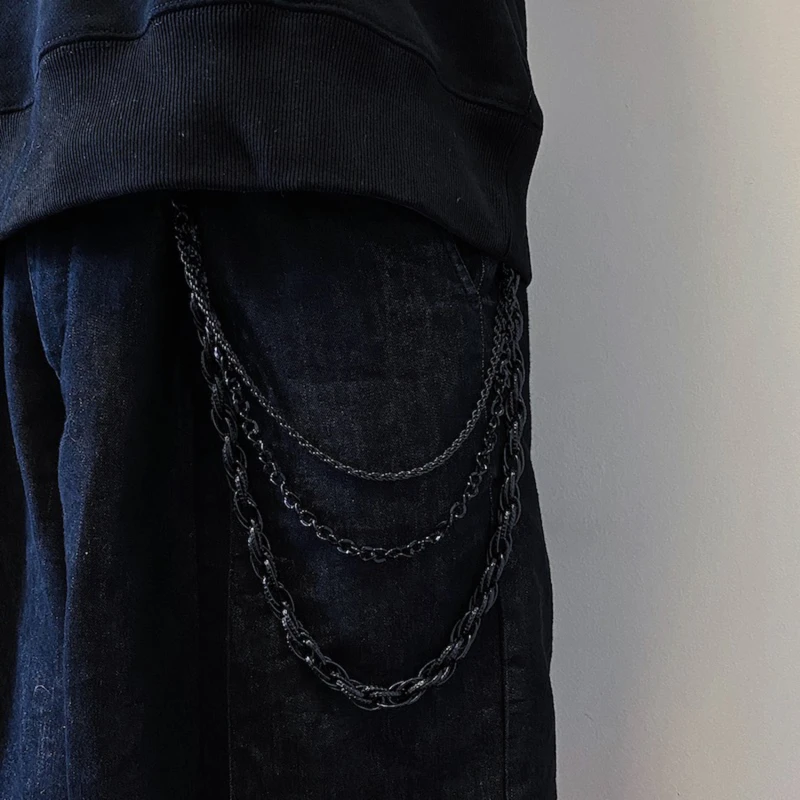 1PCS Metal Pant Chain Multilayer Vintage Creative Trousers Chain Belt Black Loop Chain Punk Key Chain Jewelry Accessories