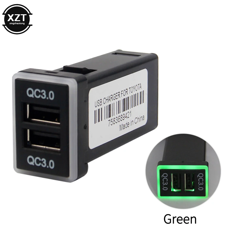 qc3 0 quick charge car charger 5v 3a 9v 2a double usb phone pda dvr adapter plug play cable for toyota free global shipping