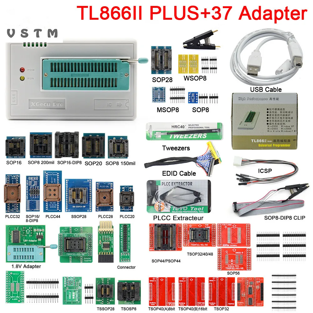 Высококачественный оригинальный программатор TL866II Plus с 37 адаптерами Minipro V11 TL866ii