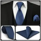 D20 военно-морской флот Однотонный мужской галстук набор шелковое платье Классический платок галстуки для мужчин свадебные модные удлиненные Размеры 63 