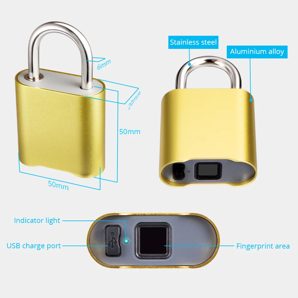 FUERS Мини Смарт отпечатков пальцев Bluetooth висячий замок с ключами домашней безопасности приложение общий замок для IOS Android Водонепроницаемый Открытый Крытый
